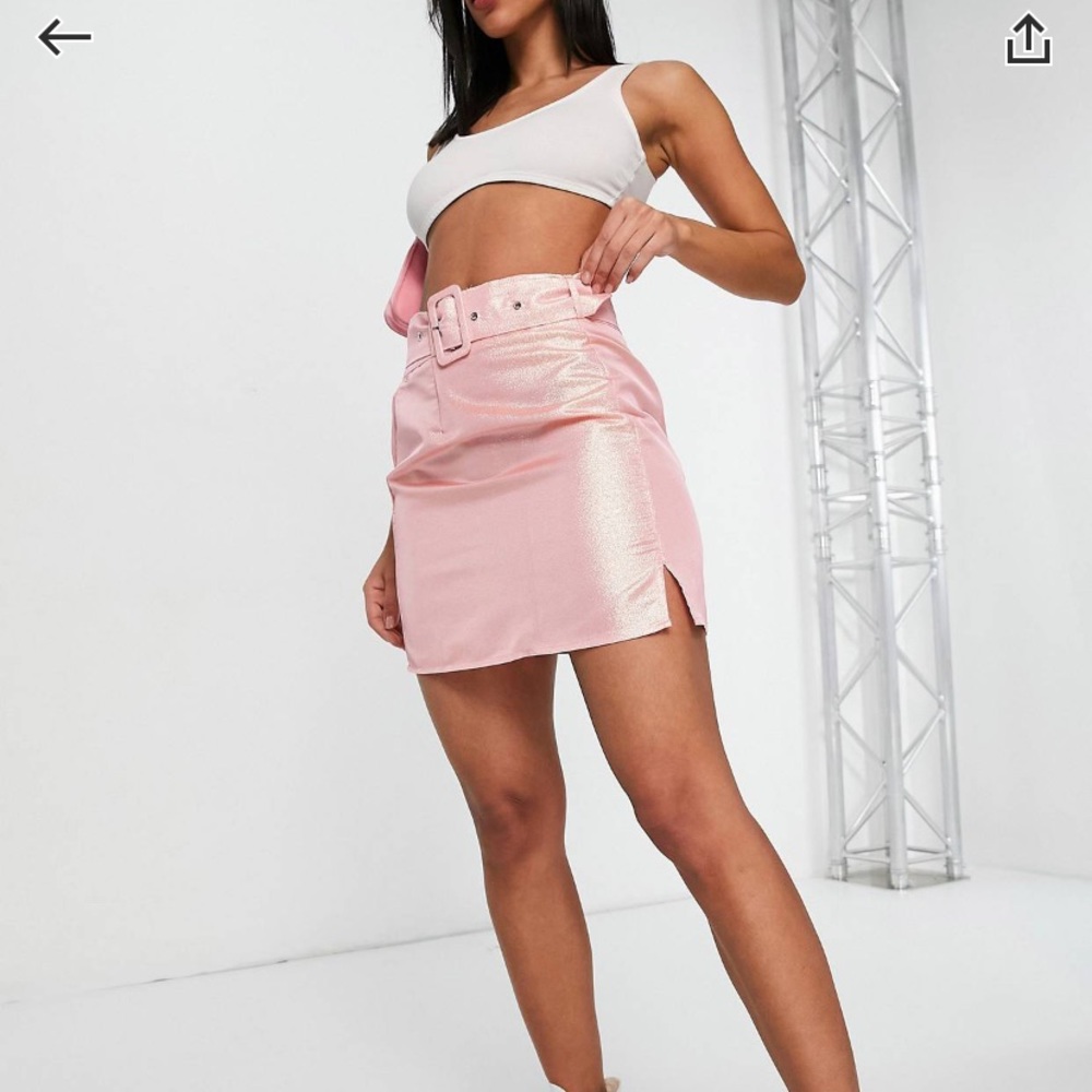 Lola May Belted Peach Simmer Mini Skirt